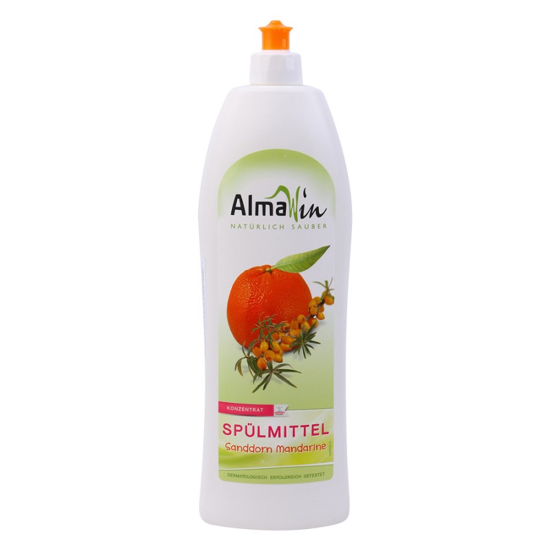 Dung dịch rửa chén hữu cơ hương quýt và hắc mai biển Almawin 1 lít