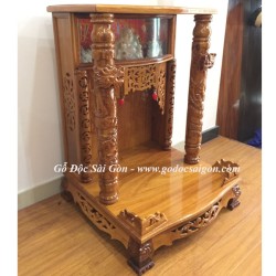  Bàn Thờ Ông Địa Thần Tài Gỗ Căm Xe - Gõ 60cm hộp đèn - Gỗ Độc Sài Gòn