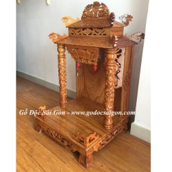 Bàn Thờ Ông Địa Thần Tài Gỗ Căm Xe-Gõ 50 cm mái ngói - Gỗ Độc Sài Gòn