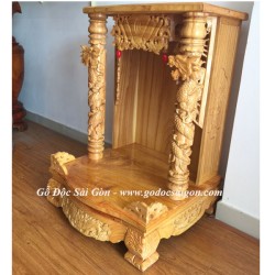 Bàn Thờ Ông Địa Thần Tài Gỗ Gõ Đỏ 60cm - Gỗ Độc Sài Gòn
