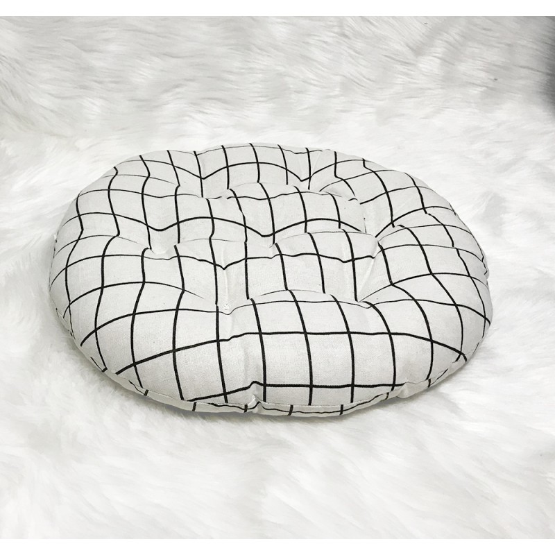 Nệm Ngồi Tròn Caro Trắng (45cm) - Kanaria