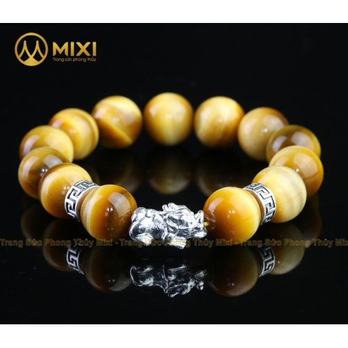 VT Đá Mắt Hổ Vàng Tươi 2A_14 Mix Charm Tỳ Hưu Bạc 999_18_BTH02_M - Mixi