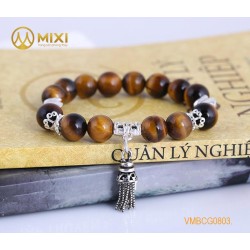 VT Đá Mắt Hổ Nâu 1A_10 Mix Charm Chuông Gió Bạc 925_BCG01_M - Mixi