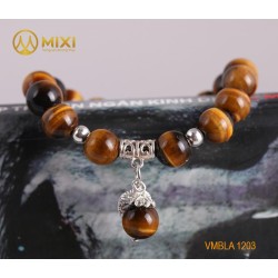 VT Đá Mắt Hổ Nâu 1A_10 Mix Charm Lá Treo Bạc 999_BLT01_M - Mixi
