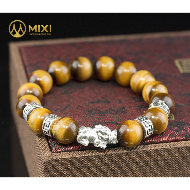 VT Đá Mắt Hổ Nâu 2A_12 Mix Charm Tỳ Hưu Bạc 999_18_BTH01_M - Mixi