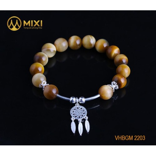 VT Đá Mắt Hổ Vàng Tươi 1A_10 Mix Charm Lưới Giấc Mơ (Dreamcatcher) Bạc 925_BLGM02_M - Mixi