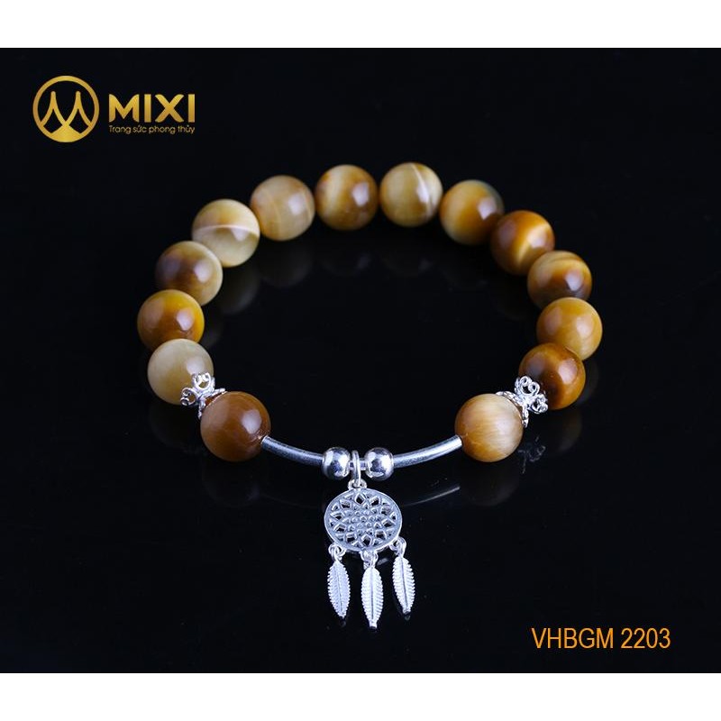 VT Đá Mắt Hổ Vàng Tươi 1A_10 Mix Charm Lưới Giấc Mơ (Dreamcatcher) Bạc 925_BLGM02_M - Mixi