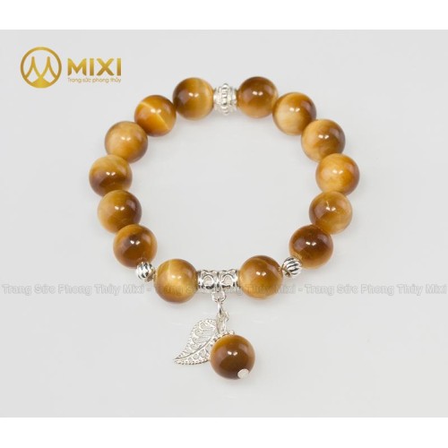 VT Đá Mắt Hổ Vàng Tươi 2A_10 Mix Charm Lá Treo Bạc 999_BLT01_M - Mixi