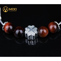 VT Đá Mắt Hổ Đỏ 1A_10 Mix Charm Cỏ 4 Lá Bạc 925_To_BBL01_M - Mixi
