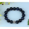Vòng Tay Đá Mắt Hổ Xanh Đen 2A_12 Mix Charm Phật Bạc 999 - Mixi