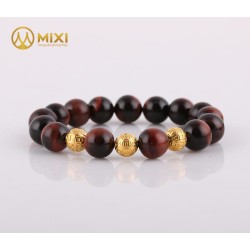 VT Mắt Hổ Đỏ 1A 10ly Mix Charm Bi Kim Tiền Vàng 24k - Mixi