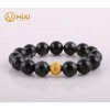 VT Thạch Anh Tóc Đen Đậm 3A 12ly Mix Charm Omshanti Vàng 24k - Mixi