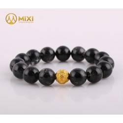 VT Thạch Anh Tóc Đen Đậm 3A 12ly Mix Charm Omshanti Vàng 24k - Mixi