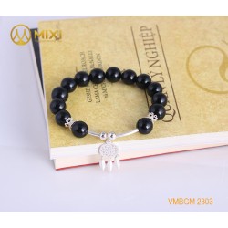 VT Đá Núi Lửa Obsidian_10 Mix Charm Lưới Giấc Mơ (Dreamcatcher) Bạc 925_BLGM02_M - Mixi