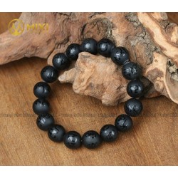 Vòng Tay Núi Lửa Obsidian Nhám Kinh Phật 12 ly - Mixi