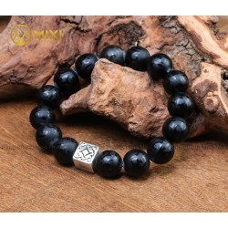 Vòng Tay Đá Núi Lửa Nhám Kinh Phật 12 ly Mix Charm Bình An - Mixi