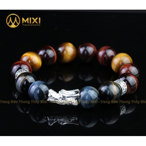VT Mắt Hổ Ba Màu 2A_14 Mix Charm Đầu Rồng Bạc 999_B014_M- Mixi