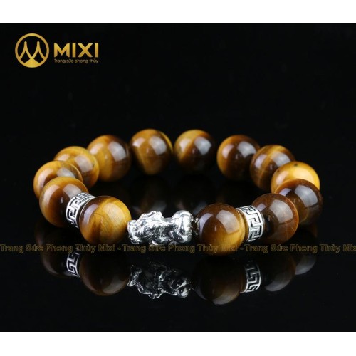 VT Mắt Hổ Nâu 2A_14 Mix Charm Tỳ Hưu Bạc 999_18_B013_M - Mixi''