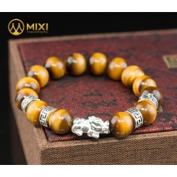VT Đá Mắt Hổ Nâu 2A_12 Mix Charm Tỳ Hưu Bạc 999_18_BTH01_M - Mixi