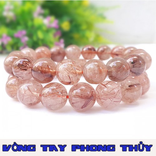 Vòng Tay Phong Thủy Thạch Anh Tóc Đỏ 12 ly - Vòng Tay Phong Thủy