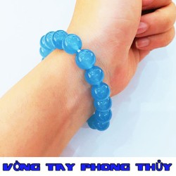 Vòng Tay Phong Thủy Đá Mã Não Xanh Dương Nhạt 10 ly - Vòng Tay Phong Thủy