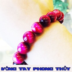 VÒNG TAY PHONG THỦY ĐÁ MẮT HỔ HỒNG 12 ly - Vòng Tay Phong Thủy