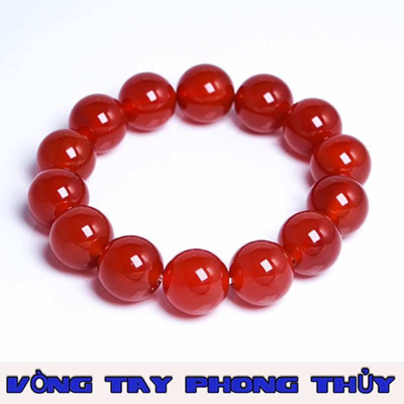 VÒNG TAY PHONG THỦY ĐÁ MÃ NÃO ĐỎ 12 ly - Vòng Tay Phong Thủy