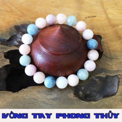 VÒNG TAY PHONG THỦY ĐÁ AQUAMARINE NGŨ SẮC 10 ly - Vòng Tay Phong Thủy