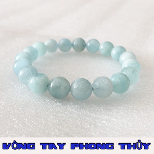 VÒNG TAY PHONG THỦY ĐÁ AQUAMARINE MÀU XANH NHẠT 8 ly - Vòng Tay Phong Thủy