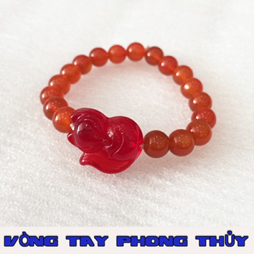 Vòng Tay Thời Trang  Đá Mã Não Đỏ Mặt Hồ Ly - Vòng Tay Phong Thủy