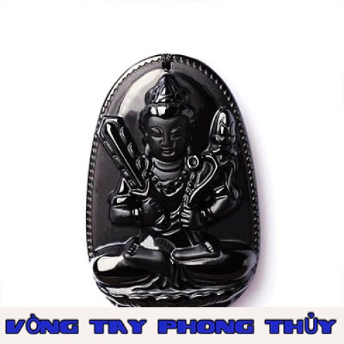 Mặt Dây Chuyền Bản Mệnh Hư Không Tạng Bồ Tát Đá Huyền Đen Lớn - Vòng Tay Phong Thủy