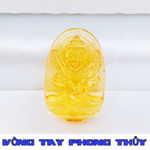 Mặt Dây Chuyền Bản Mệnh Hư Không Tạng Bồ Tát Đá Lưu Ly Vàng - Vòng Tay Phong Thủy