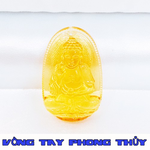 Mặt Dây Chuyền Phật Bản Mệnh A Di Đà Đá Lưu Ly Vàng - Vòng Tay Phong Thủy