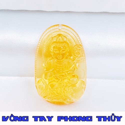 Mặt Dây Chuyền Bản Mệnh Phổ Hiền Bồ Tát Đá Lưu Ly Vàng - Vòng Tay Phong Thủy
