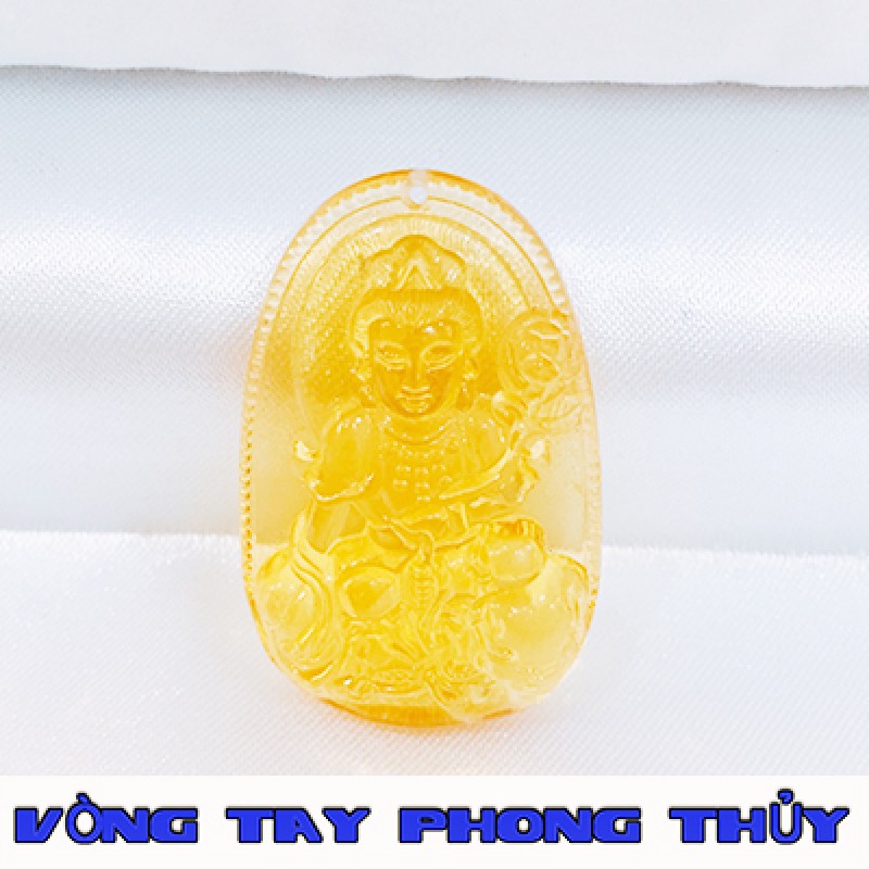 Mặt Dây Chuyền Bản Mệnh Phổ Hiền Bồ Tát Đá Lưu Ly Vàng - Vòng Tay Phong Thủy