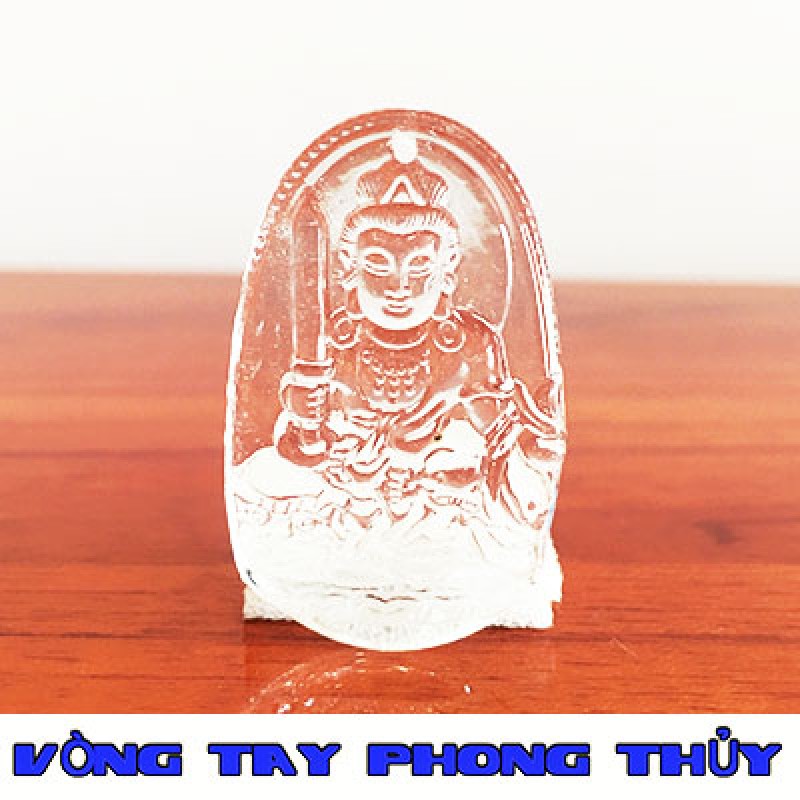 Mặt Dây Chuyền Phật Bản Mệnh Văn Thù Bồ Tát Đá Lưu Ly Trắng - Vòng Tay Phong Thủy