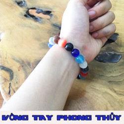 VÒNG TAY PHONG THỦY ĐÁ MẮT MÈO NGŨ SẮC 14 ly - Vòng Tay Phong Thủy