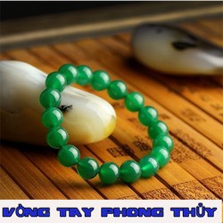 VÒNG TAY PHONG THỦY ĐÁ MÃ NÃO XANH LỤC 14 ly - Vòng Tay Phong Thủy
