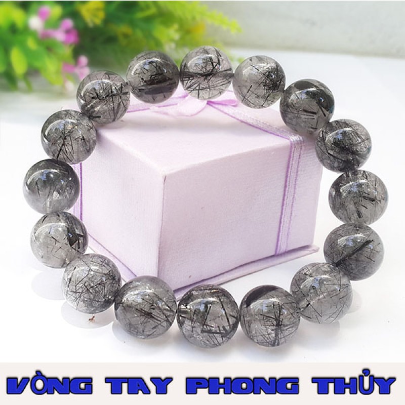 Vòng Tay Phong Thủy Thạch Anh Tóc Đen 10 ly - Vòng Tay Phong Thủy