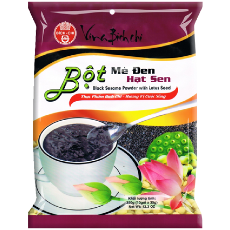 Bột Mè Đen Hạt Sen Có Đường 350g  (10 gói/thùng) - Bích Chi