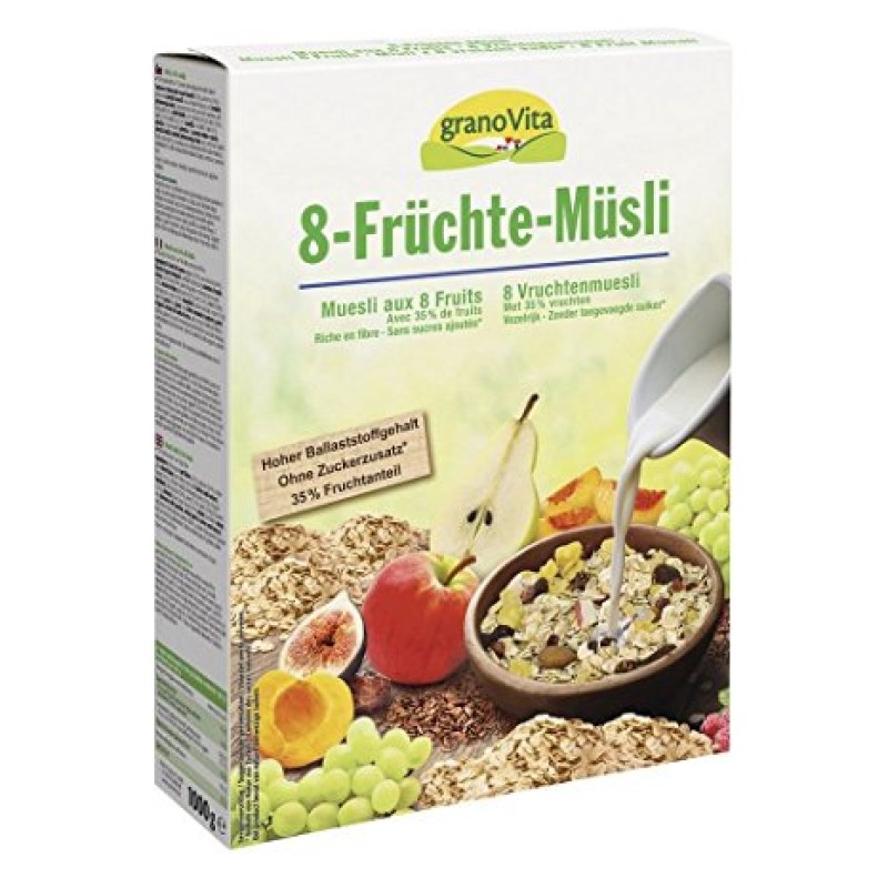 Ngũ cốc hỗn hợp trái cây nho khô, mơ ,lê, táo,sung ,đào, mâm xôi Granovita 1000g