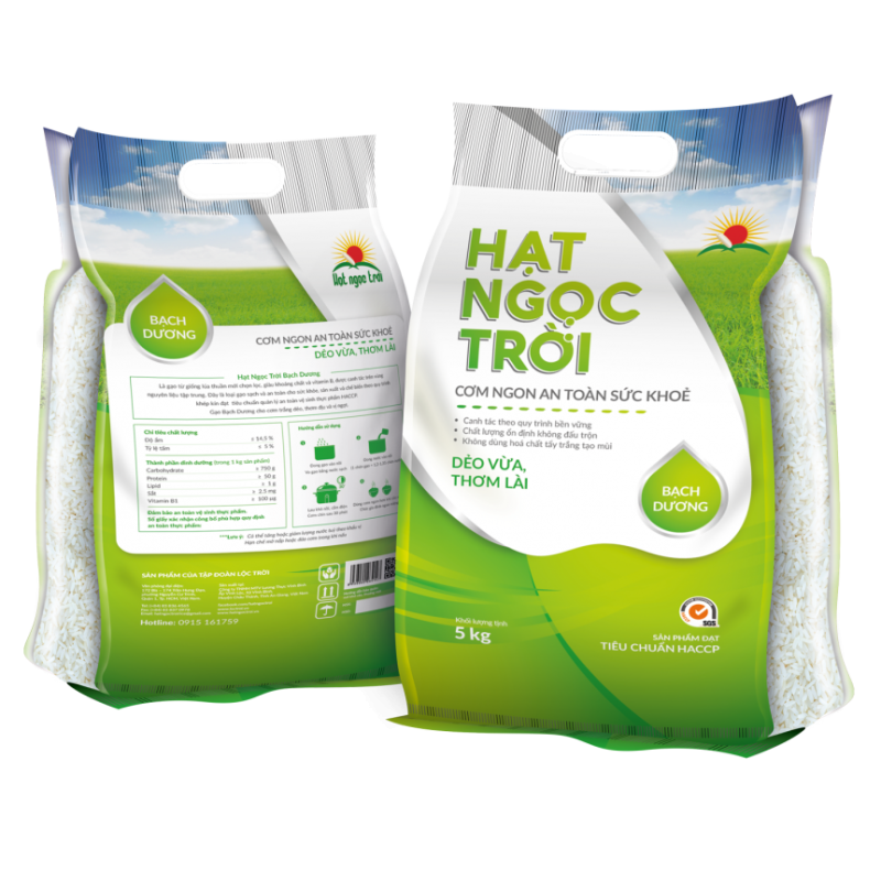 Gạo Hạt Ngọc Trời Bạch Dương (5kg) - Lộc Trời