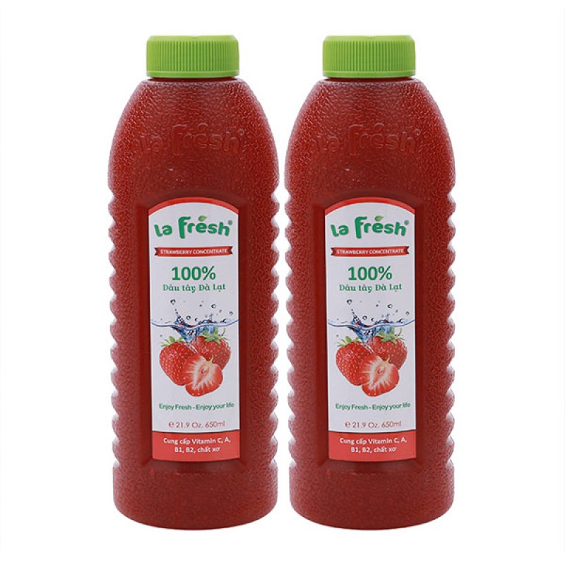 Nước Cốt Dâu Tây 650ml ( Pha Được 2 Lít ) - 1 Thùng (12 chai) - La Fresh